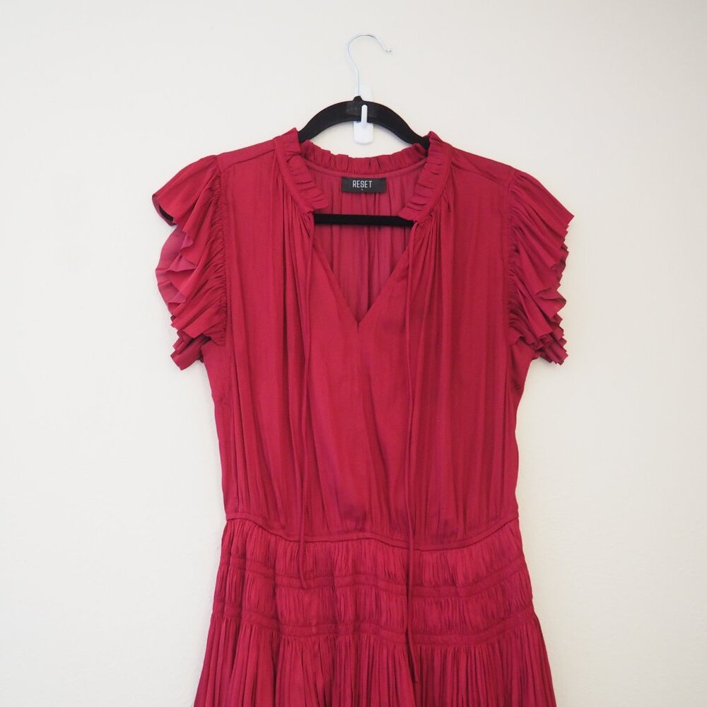 Reset Deep Red Gabrielle Satin Mini Dress sz L - Picture 6 of 12
